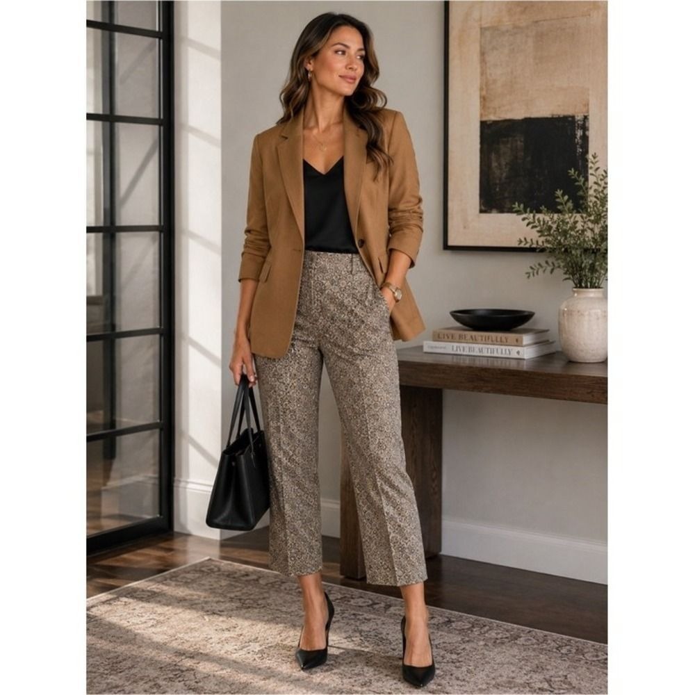 Alfred Dunner Camel Blazer Size 14 Made USA Classic Career Office Jacket Women